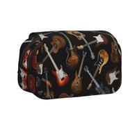LGHDFYO Étui à stylo imprimé guitares - Porte-stylo à bille - Fait à la main - Pochette zippée, Noir/blanc, One Size, Art déco.