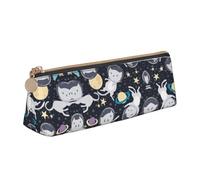 LGHDFYO Fun Cat Astronaut Trousse à crayons triangulaire grande capacité pour homme et femme, artistes, bureau à domicile, blanc, taille unique, mode, blanc, Talla única, Tendance