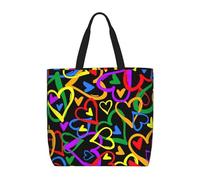 LGHDFYO Gay Pride Lot de 1 grand sac fourre-tout économique en tissu arc-en-ciel 40 x 50 cm, noir, Taille unique
