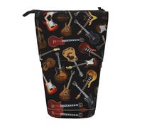 LGHDFYO Guitars - Trousse télescopique pour stylos pour femmes et hommes, joli sac de papeterie sur pied avec fermeture éclair pour bureau, noir, taille unique, mode, Noir , Talla única, Tendance