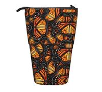 LGHDFYO Heaps Of Orange Trousse télescopique avec fermeture éclair pour homme et femme Motif papillons monarques, Noir , Taille unique, Tendance