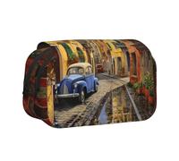 LGHDFYO Italian Street Printing Trousse à stylo à bille faite à la main avec fermeture éclair, Noir/blanc, One Size, Art déco.