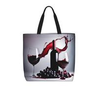 LGHDFYO Lot de 1 grand sac fourre-tout économique en tissu de 40 x 50 cm, léger et réutilisable, vin rouge, noir, Taille unique