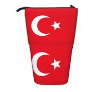 LGHDFYO Lot de 1 trousse télescopique avec motif drapeau de la Turquie pour femmes et hommes, joli sac de papeterie sur pied avec fermeture éclair pour bureau, noir, taille unique, mode, Noir , Talla
