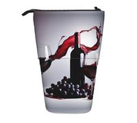 LGHDFYO Lot de 1 trousse télescopique pour stylos couleur vin rouge pour femmes et hommes, joli sac de papeterie sur pied avec fermeture éclair pour bureau, noir, taille unique, mode, Noir , Talla