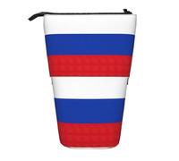 LGHDFYO Lot de 1 trousse télescopique pour stylos du drapeau russe pour femmes et hommes, joli sac de papeterie sur pied avec fermeture éclair pour bureau, noir, taille unique, mode, Noir , Talla