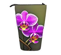 LGHDFYO Trousse à crayons télescopique pour homme et femme - Motif fleur d'orchidée - Avec fermeture éclair - Pour le bureau - 1 pièce, Noir , Taille unique, Tendance