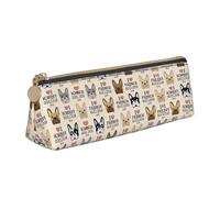 LGHDFYO Trousse à crayons triangulaire de grande capacité pour homme et femme - Motif chien français, Blanc, One Size, tendance.