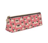 LGHDFYO Trousse à crayons triangulaire drôle de dessin animé carlin, chiot, grande capacité pour hommes et femmes, artistes, maison et bureau, Blanc, One Size, tendance.