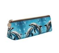 LGHDFYO Trousse triangulaire avec motif dauphins en amour - Grande capacité - Pour homme et femme - Pour artiste, maison, bureau, Blanc., Taille unique, Tendance