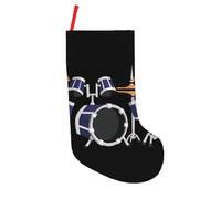 LGHHGY Bas de Noël à imprimé de tambour jazz de 45,7 cm pour cheminée - Décoration de fête personnalisée