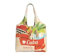 LGHHGY Beaux sacs fourre-tout en toile avec imprimé à paillettes violettes - Grand sac fourre-tout réutilisable pour femme, parfait pour les courses, les voyages, Île de Cuba, Taille unique