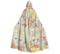LGHHGY Cape à capuche avec imprimé carte du monde d'Halloween - Parfait pour les fêtes, les carnavals, les expositions de bande dessinée, et plus encore
