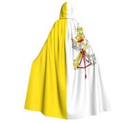 LGHHGY Cape à capuche avec imprimé drapeau du Vatican pour Halloween, parfait pour les fêtes, les carnavals, les expositions de bande dessinée, et plus encore