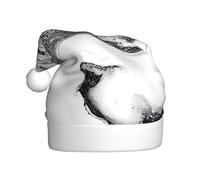 LGHHGY Chapeau de Noël à imprimé marbre noir et blanc pour adultes - Couvre-chef festif pour vacances, Nouvel An, Père Noël