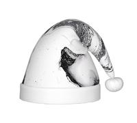 LGHHGY Chapeau de Noël imprimé marbre noir et blanc pour enfants - Chapeau de Père Noël en peluche douce, couvre-chef de vacances pour Noël, Nouvel An, Halloween