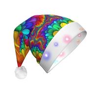 LGHHGY Chapeau de Noël LED unisexe - Rainbow Tie Dye-Red Print Holiday Festive Headwear pour adultes, parfait pour les fêtes et le quotidien