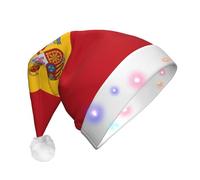 LGHHGY Chapeau de Noël unisexe à LED - Drapeau espagnol - Couvre-chef festif pour adultes, parfait pour les fêtes et le quotidien
