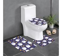 LGHHGY Ensemble de 3 tapis de salle de bain imprimé mouton - Tapis de sol en forme de U pour toilettes, baignoire, douche, coiffeuse avec capuchon de type O