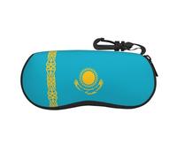 LGHHGY Étui à lunettes imprimé drapeau de la Roumanie avec fermeture éclair - Sac de protection portable pour lunettes de soleil et lunettes de lecture, Drapeau du Kazakhstan, taille unique