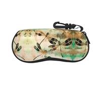 LGHHGY Étui à lunettes imprimé jazz avec fermeture éclair - Sac de protection portable pour lunettes de soleil et lunettes de lecture, Libellule vintage, taille unique