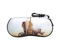 LGHHGY Étui à lunettes imprimé rhinocéros animaux avec fermeture éclair - Sac de protection portable pour lunettes de soleil et lunettes de lecture, Animal Safari, taille unique