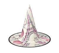 LGHHGY Lot de 2 chapeaux d'Halloween - Tour Eiffel de Paris avec imprimé de fleurs - Décoration de fête - Accessoire de jeu de rôle - Casquette de magicien magique pour femme et homme
