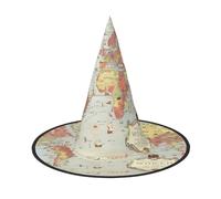 LGHHGY Lot de 3 chapeaux d'Halloween - Carte du monde imprimée sorcières, accessoire de jeu de rôle, casquette de magicien magique pour femmes et hommes