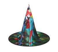 LGHHGY Lot de 3 chapeaux d'Halloween - Deux perroquets colorés imprimés sorcières décoration fête, accessoire de jeu de rôle, casquette de magicien magique pour femmes et hommes