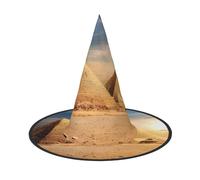 LGHHGY Lot de 3 chapeaux d'Halloween - Pyramide égyptienne dans le désert imprimé sorcières décoration fête, accessoire de jeu de rôle, casquette de magicien magique pour femmes et hommes