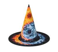 LGHHGY Lot de 3 chapeaux d'Halloween - Yin Yang - Imprimé eau de feu de sorcières - Accessoire de jeu de rôle - Casquette de magicien magique pour femme et homme