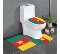 LGHHGY Lot de 3 tapis de salle de bain avec motif drapeau du Cameroun - Tapis de sol en forme de U pour toilettes, baignoire, douche, coiffeuse