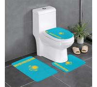 LGHHGY Lot de 3 tapis de salle de bain avec motif drapeau du Kazakhstan - Tapis de sol en forme de U pour toilettes, baignoire, douche, coiffeuse avec capuchon de type O