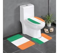 LGHHGY Lot de 3 tapis de salle de bain avec motif drapeau irlandais - Tapis de sol en forme de U pour toilettes, baignoire, douche, coiffeuse avec capuchon de type O