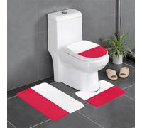LGHHGY Lot de 3 tapis de salle de bain avec motif drapeau polonais - Tapis de sol en forme de U pour toilettes, baignoire, douche, coiffeuse avec capuchon de type O