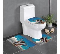 LGHHGY Lot de 3 tapis de salle de bain en forme de chèvre - Tapis de sol en forme de U pour toilettes, baignoire, douche, coiffeuse - Capuchon de type O