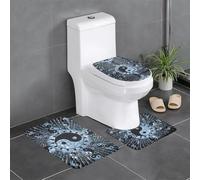LGHHGY Lot de 3 tapis de salle de bain Ying Yang avec imprimé schéma - Tapis de sol en forme de U pour toilettes, baignoire, douche, coiffeuse et capuchon de type O