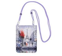 LGHHGY Sac à main à bandoulière noir - Paris City Tree Eiffel Tower Art Print Sac pour téléphone portable, parfait pour les déplacements, le shopping et les activités de plein air, violet, Taille
