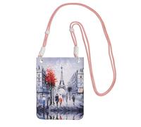 LGHHGY Sac à main à bandoulière noir - Paris City Tree Eiffel Tower Art Print Sac pour téléphone portable, parfait pour les déplacements, le shopping et les activités de plein air, rose, Taille unique