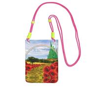 LGHHGY Sac à main à bandoulière noir - Sac à main pour téléphone portable, motif champ de coquelicots, chemin de briques jaunes, parfait pour les déplacements, le shopping et les activités de plein
