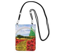 LGHHGY Sac à main à bandoulière noir - Sac à main pour téléphone portable, motif champ de coquelicots, chemin de briques jaunes, parfait pour les déplacements, le shopping et les activités de plein