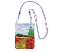 LGHHGY Sac à main à bandoulière noir - Sac à main pour téléphone portable, motif champ de coquelicots, chemin de briques jaunes, parfait pour les déplacements, le shopping et les activités de plein