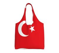 LGHHGY Sacs fourre-tout en toile avec imprimé à paillettes argentées brillantes - Grand sac fourre-tout réutilisable pour femme, parfait pour les courses, les voyages, Drapeau de la Turquie, Taille