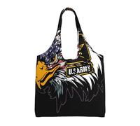 LGHHGY Sacs fourre-tout en toile avec imprimé papillon blanc - Grand sac fourre-tout réutilisable pour femme, parfait pour les courses, les voyages, USA Army Cool American Flag Eagle, Taille unique