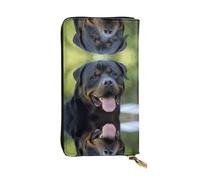LGHHGY Slimfold Portefeuille en cuir imprimé drapeau du Pérou pour femme - Portefeuille élégant à deux volets à trois volets avec poche pour pièces de monnaie, Papier peint Rottweiler, Taille unique