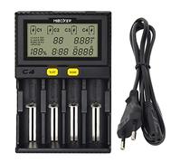 LGIDTECH C4 18650 Chargeur de Batterie Intelligent 4 emplacements avec écran LCD pour Batteries Rechargeables Li-ION (4,2 V/4,35 V)/IMR/INR/ICR/LiFePO4 (3,6 V)/Ni-MH/Ni-CD (1,48 V)