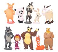 LGQHCE Mashai Figurines Cake Toppers, Statue de Jouet pour Enfants, Bear Action Figure Collection Personnage PVC Ornements Anniversaire pour Fête d'enfants 10pcs