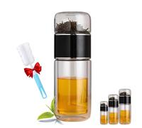 LGQY Infusifie - Infusifie Tea Infuser,3 in 1 Smart Tea Maker for Loose Leaf Tea Steeper,infusifie Tea Infuser Tea Water Bottle,infusifie Teacup,Glass Tea Infuser Bottle (Black,9.5oz)