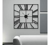 LGSMOUR Horloge Murale en métal carrée Squelette Moderne Chiffres Romains Horloge Murale silencieuse Horloge Murale extérieure de Jardin pour salon, Chambre, Cuisine, décoration de 60 cm