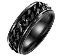 LGT Jewels Bague en acier inoxydable pour homme Lien cubain Noir - 21 mm